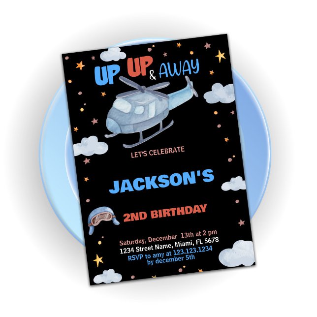 Invitations d'anniversaire d'avion bleu gris noir (Airplane Birthday Invitations Blue Gray Black)