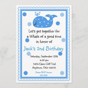 Invitations d'anniversaire de baleine