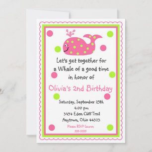 Invitations d'anniversaire de baleines