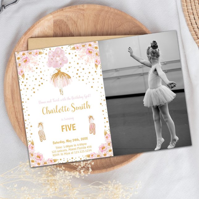Invitations d'anniversaire de Ballerina avec photo (Ballerina Birthday Invitations with photo)