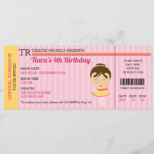 Invitations d'anniversaire de Ballerina (style de 