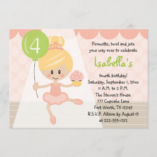 Invitations Faire Part Cartes Anniversaire Ballerine Zazzle Fr