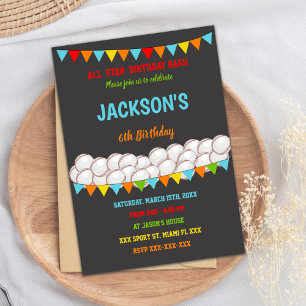 Invitations d'anniversaire de baseball