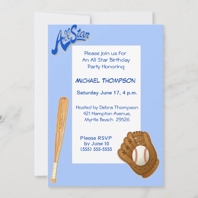 Invitations d'anniversaire de baseball (Devant)