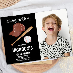 Invitations d'anniversaire de Baseballs avec noir