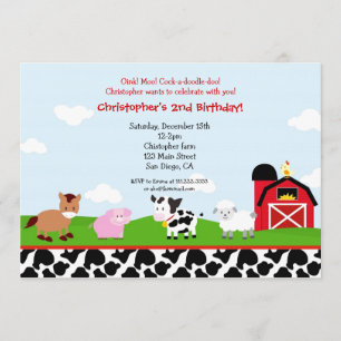 Invitations d'anniversaire de basse-cour de ferme
