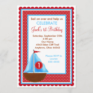 Invitations d'anniversaire de bateau à voile