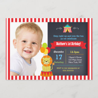 Invitations d'anniversaire de Bigtop de lion de