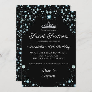 Invitations d'anniversaire de Black with Diamonds