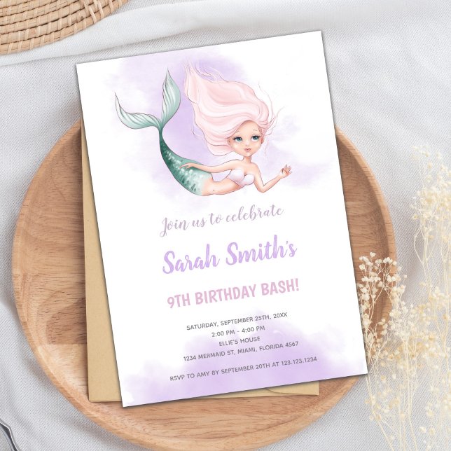 Invitations d'anniversaire de Blond Mermaid (Blond Mermaid Birthday Invitations)