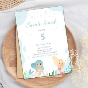Invitations d'anniversaire de Blond Mermaid
