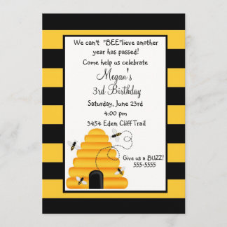 Invitations d'anniversaire de bourdon de ruche