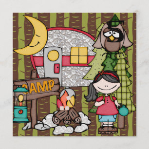 Invitations d'anniversaire de camping de fille de