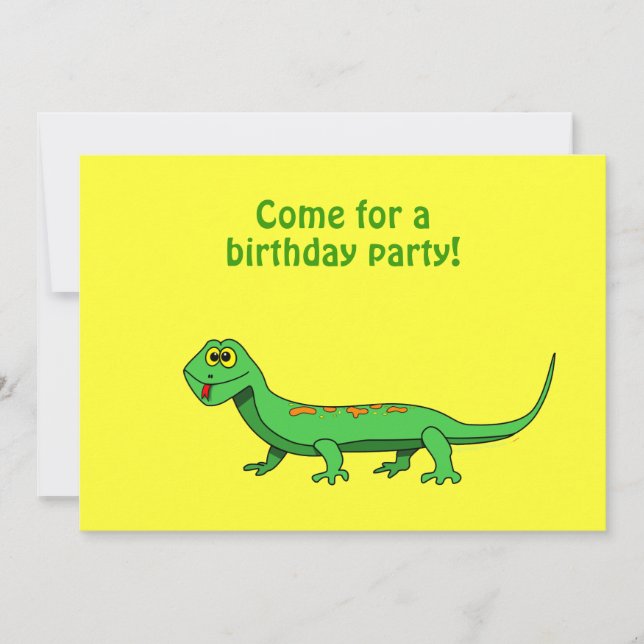 Invitations d'anniversaire de Cartoon Lizard Kids  (Devant)