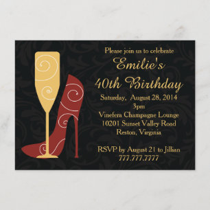 Invitations d'anniversaire de Champagne de talons
