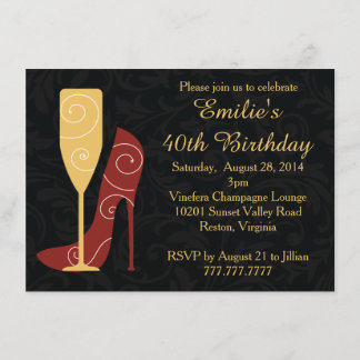 Invitations d'anniversaire de Champagne de talons