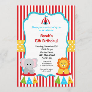 Invitations d'anniversaire de chapiteau de