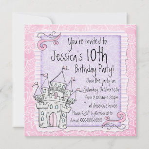 Invitations d'anniversaire de château de contes de
