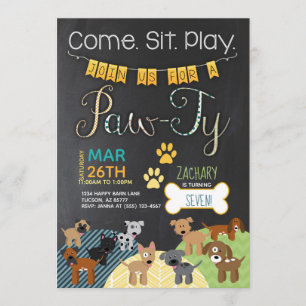 Invitations d'anniversaire de chiot de chien