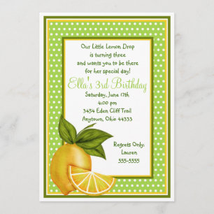 Invitations d'anniversaire de citron doux