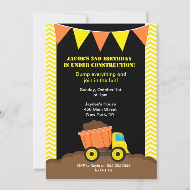 Invitations d'anniversaire de construction de (Devant)