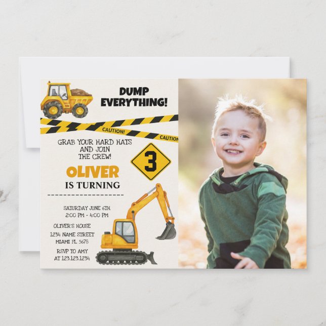 Invitations d'anniversaire de construction modifia (Devant)