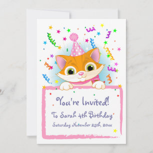 Invitations d'anniversaire de Cute Kitten