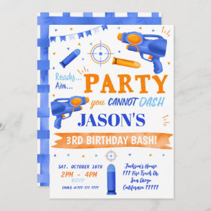 Invitations d'anniversaire de Dart Gun