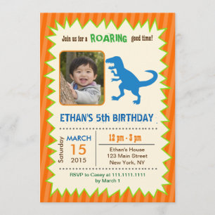 Invitations d'anniversaire de Dinosaur