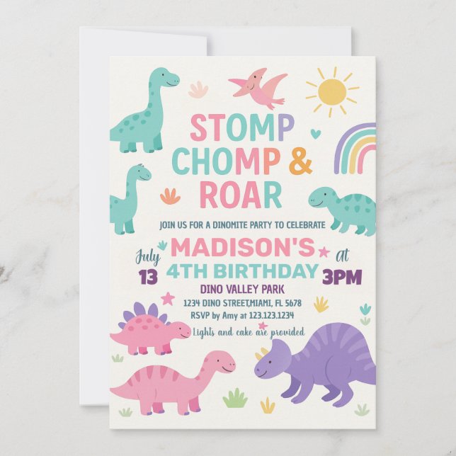 Invitations d'anniversaire de Dinosaur (Devant)