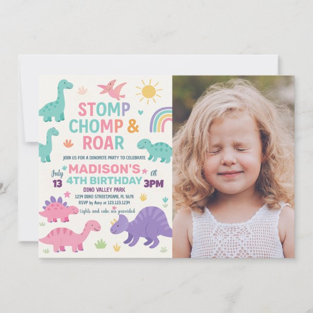 Invitations d'anniversaire de Dinosaur (Devant)