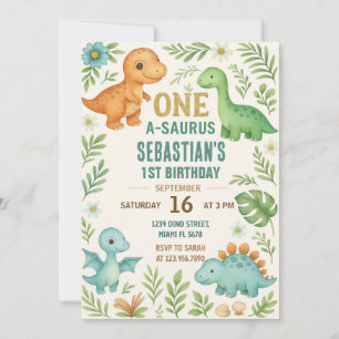 Invitations d'anniversaire de Dinosaur