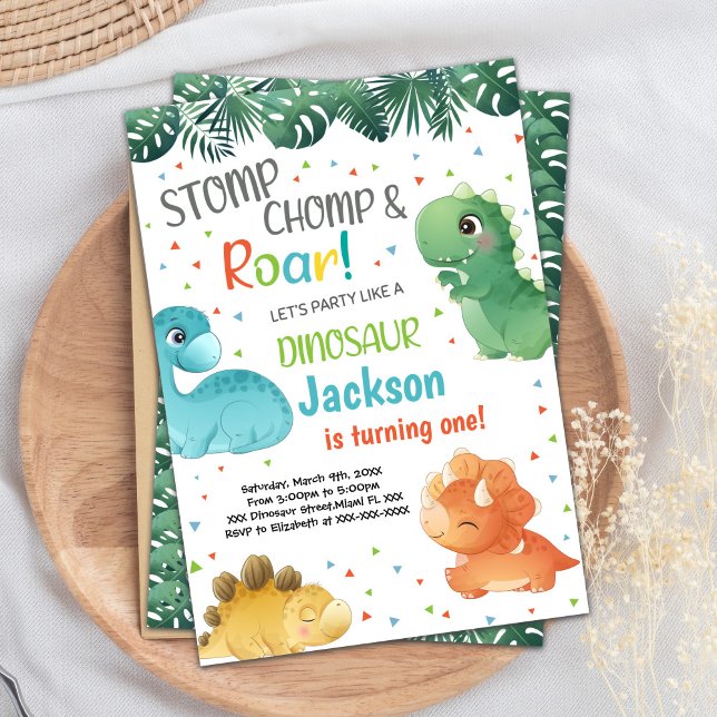 Invitations d'anniversaire de Dinosaur (Dinosaur Birthday Invitations)