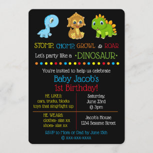 Invitations d'anniversaire de Dinosaur