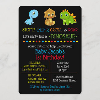 Invitations d'anniversaire de Dinosaur