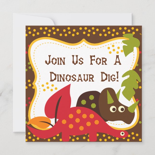 Invitations d'anniversaire de Dinosaur Dino (Devant)