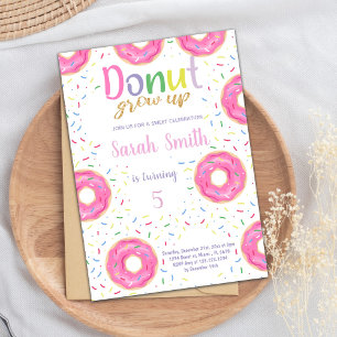 Invitations d'anniversaire de Donut rose