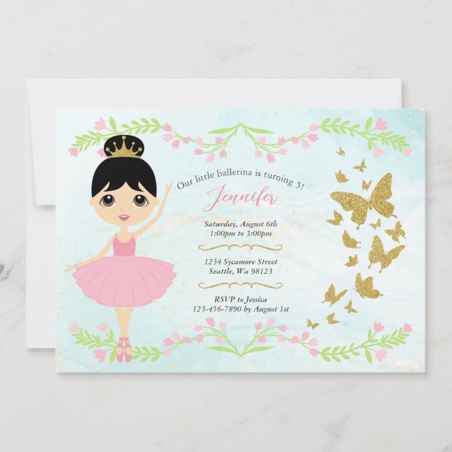 Invitations d'anniversaire de fille (Devant)