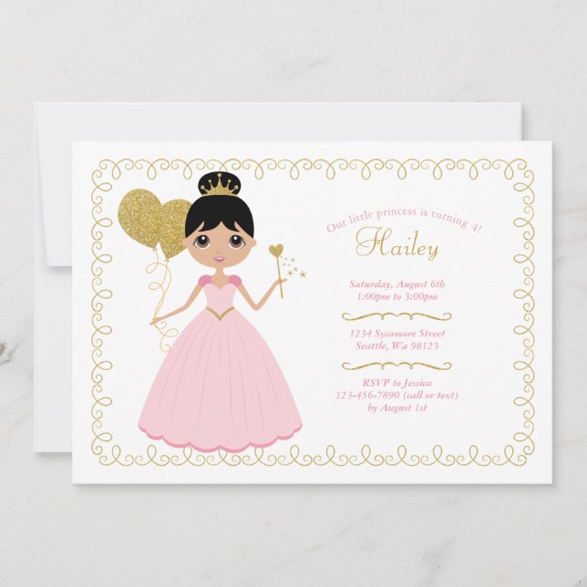 Invitations d'anniversaire de fille (Devant)