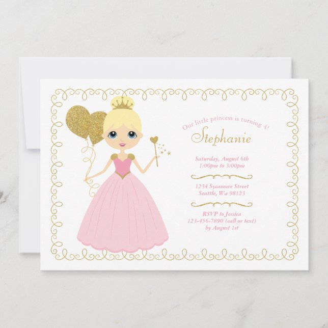Invitations d'anniversaire de fille (Devant)