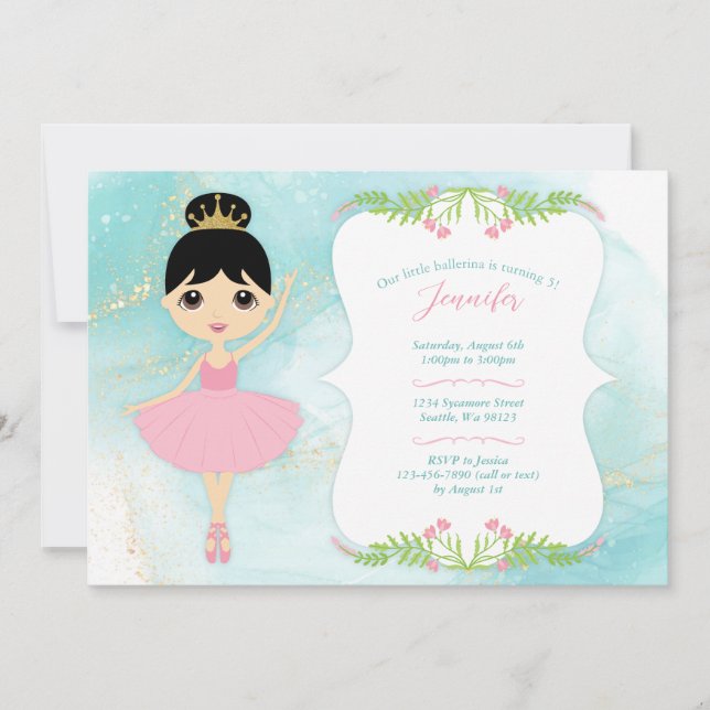 Invitations d'anniversaire de fille (Devant)