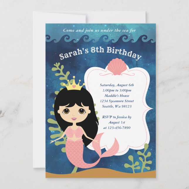 Invitations d'anniversaire de fille (Devant)