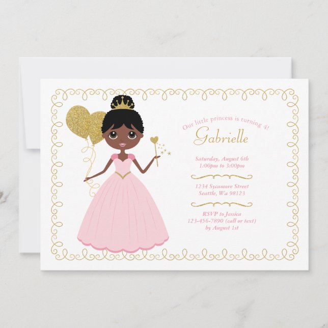 Invitations d'anniversaire de fille (Devant)
