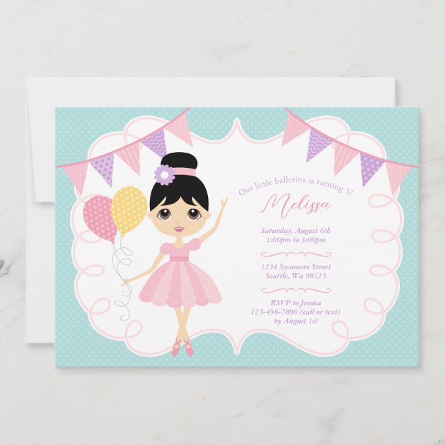 Invitations d'anniversaire de fille (Devant)