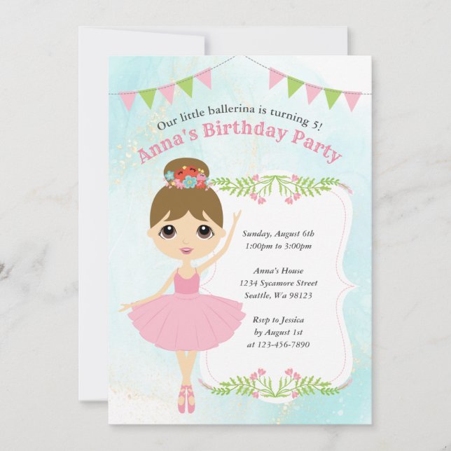 Invitations d'anniversaire de fille (Devant)