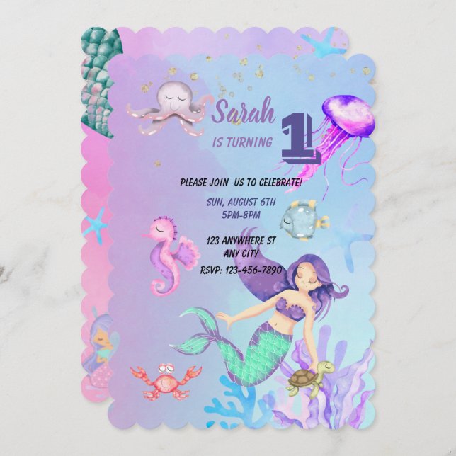 Invitations d'anniversaire de fille (Devant / Derrière)
