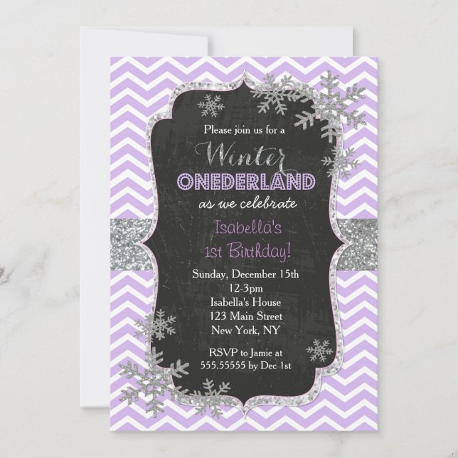Invitations d'anniversaire de flocon de neige (Devant)