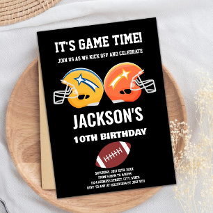 Invitations d'anniversaire de football jaune orang