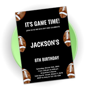 Invitations d'anniversaire de football noir