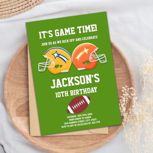 Invitations d'anniversaire de football vert (Green Football Birthday Invitations)